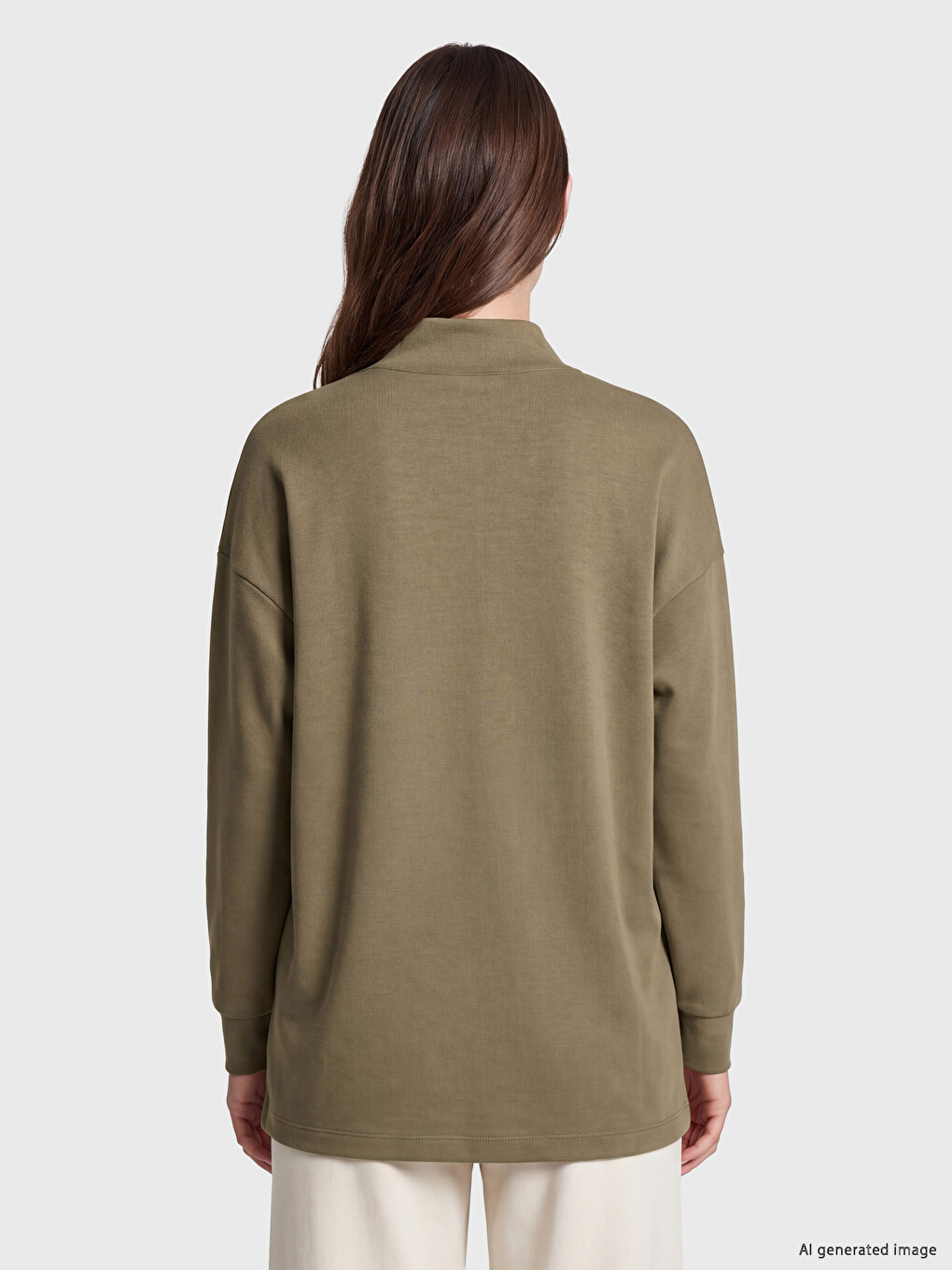 Dik Yaka Soft Touch Kadın Sweatshirt Tunik-3
