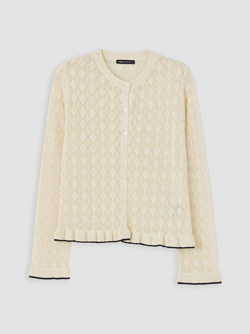 Crew Neck Open-knit Women's Knitwear Cardigan