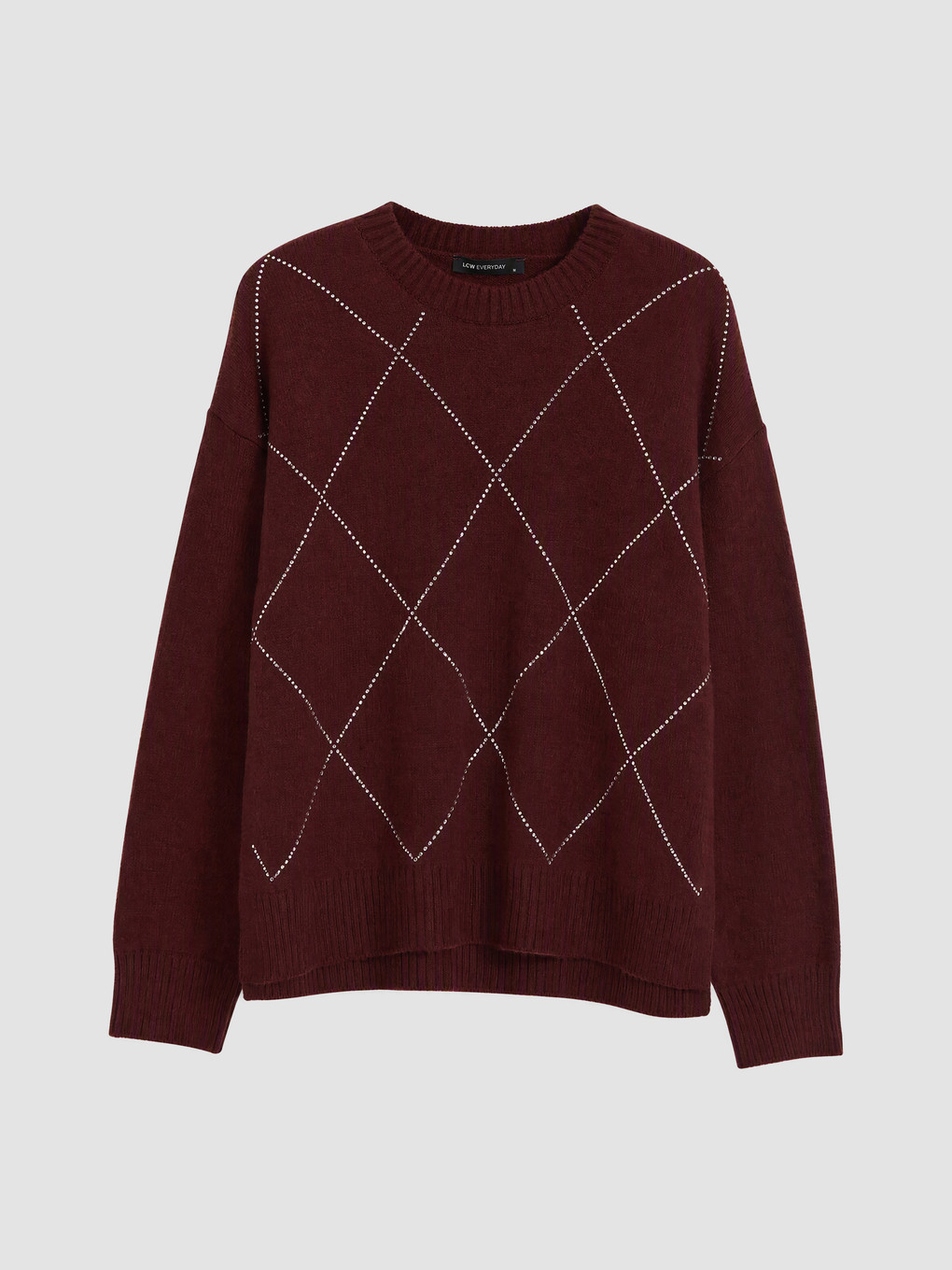 Pulover Tricotat Oversize Cu Ștrasuri Pentru Femei-4