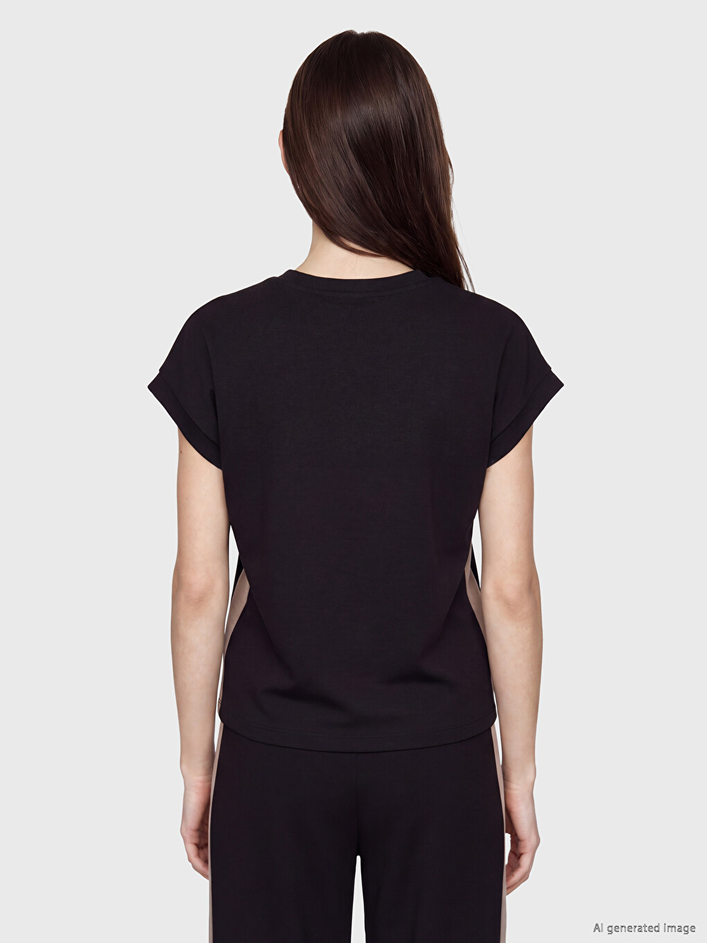 Stripe Detailed Soft Touch Oversize Women's T-shirt-3