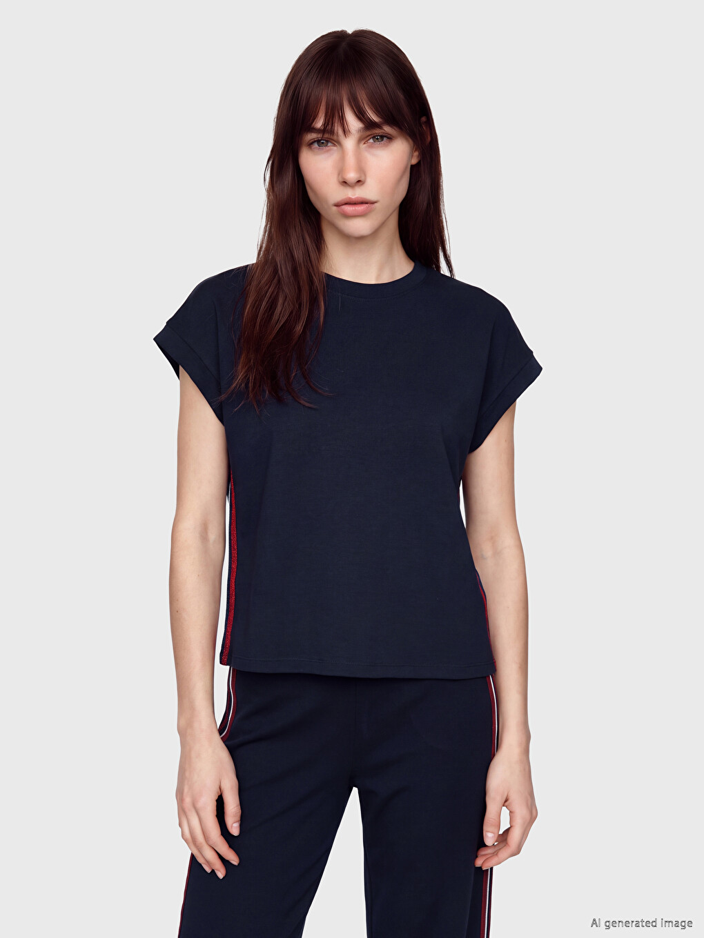 Stripe Detailed Soft Touch Oversize Women's T-shirt