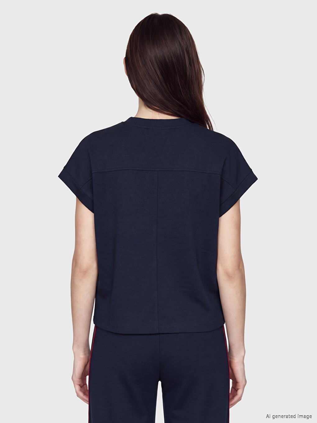 Stripe Detailed Soft Touch Oversize Women's T-shirt-3