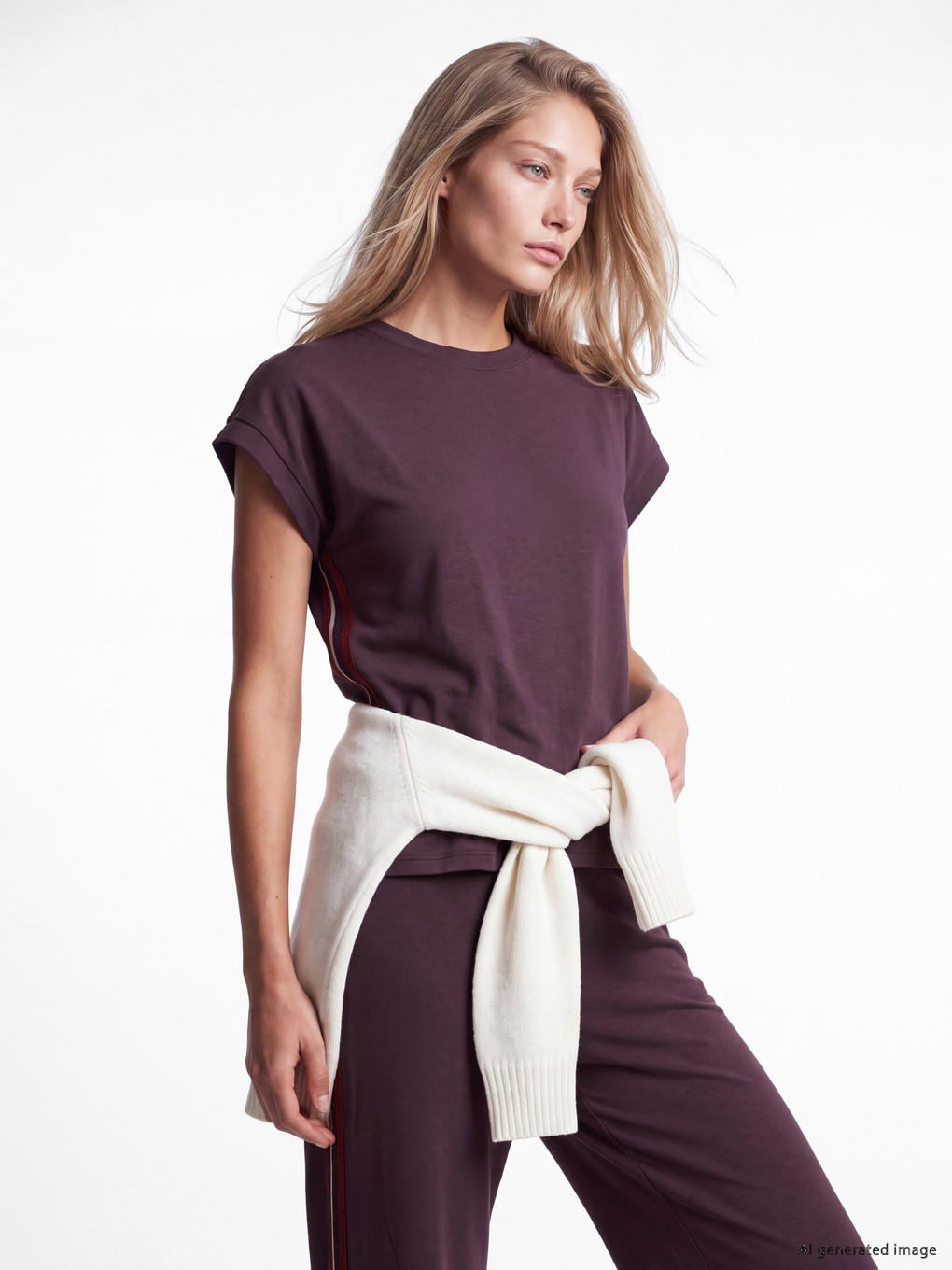 Strip Detailed Soft Touch Oversize Women's T-shirt