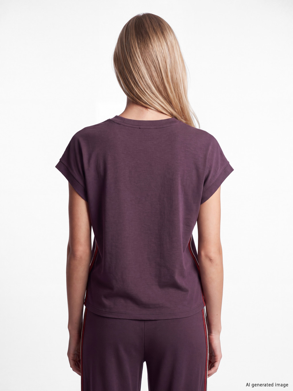 Strip Detailed Soft Touch Oversize Women's T-shirt-4