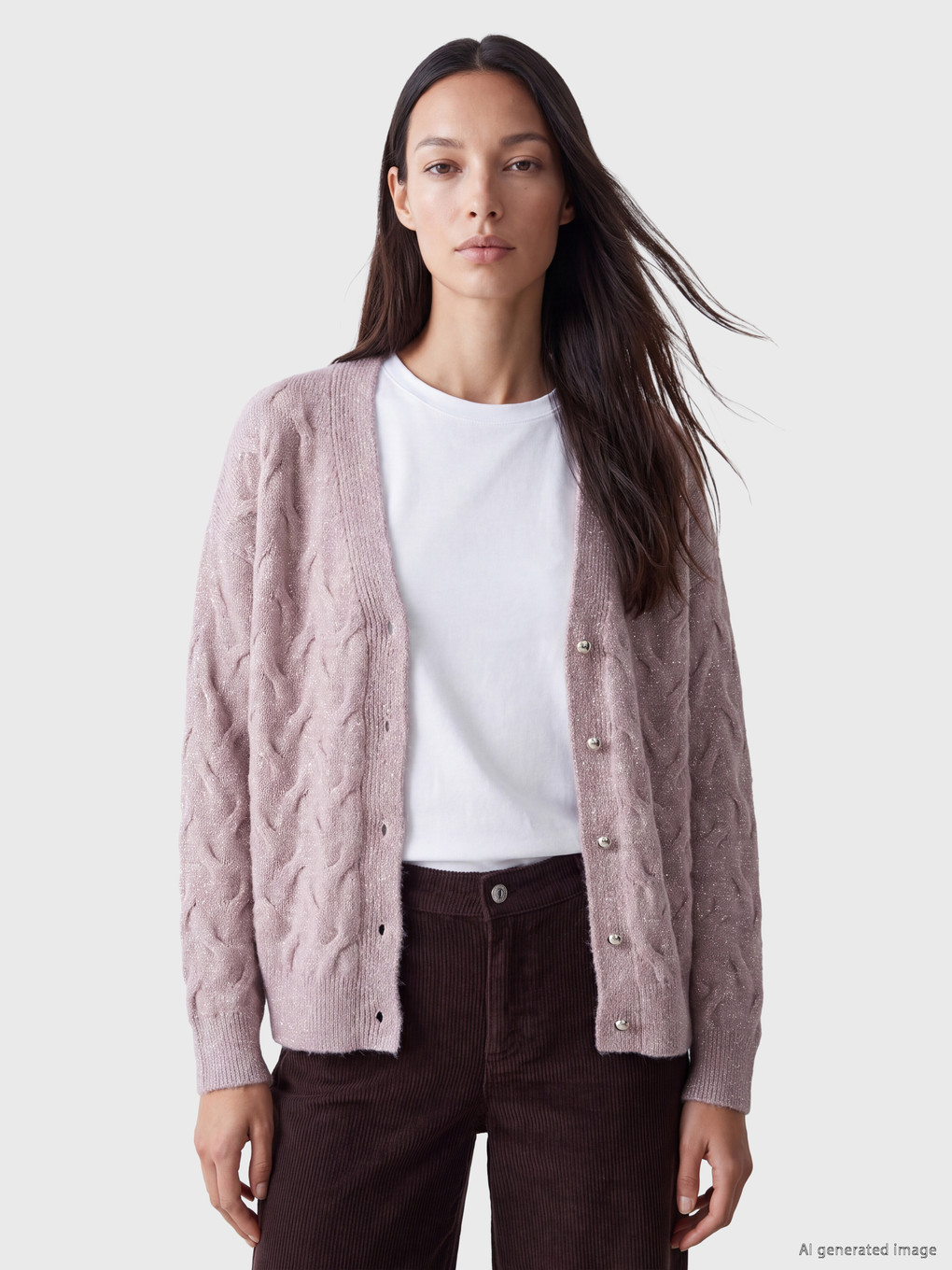  V Neck Patterned Women's Knitwear Cardigan