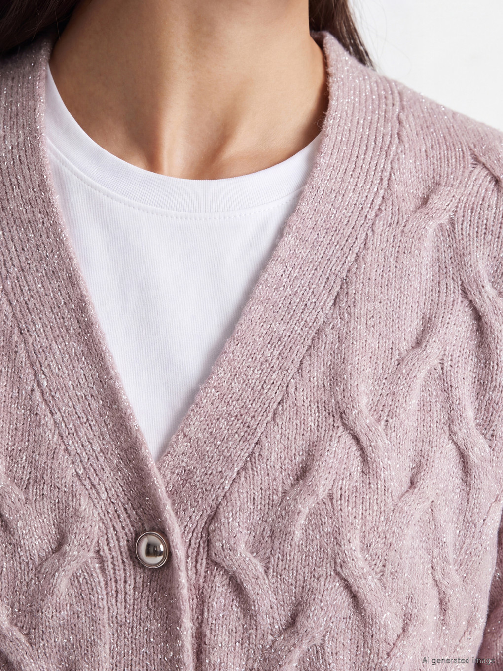 V Neck Patterned Women's Knitwear Cardigan-2