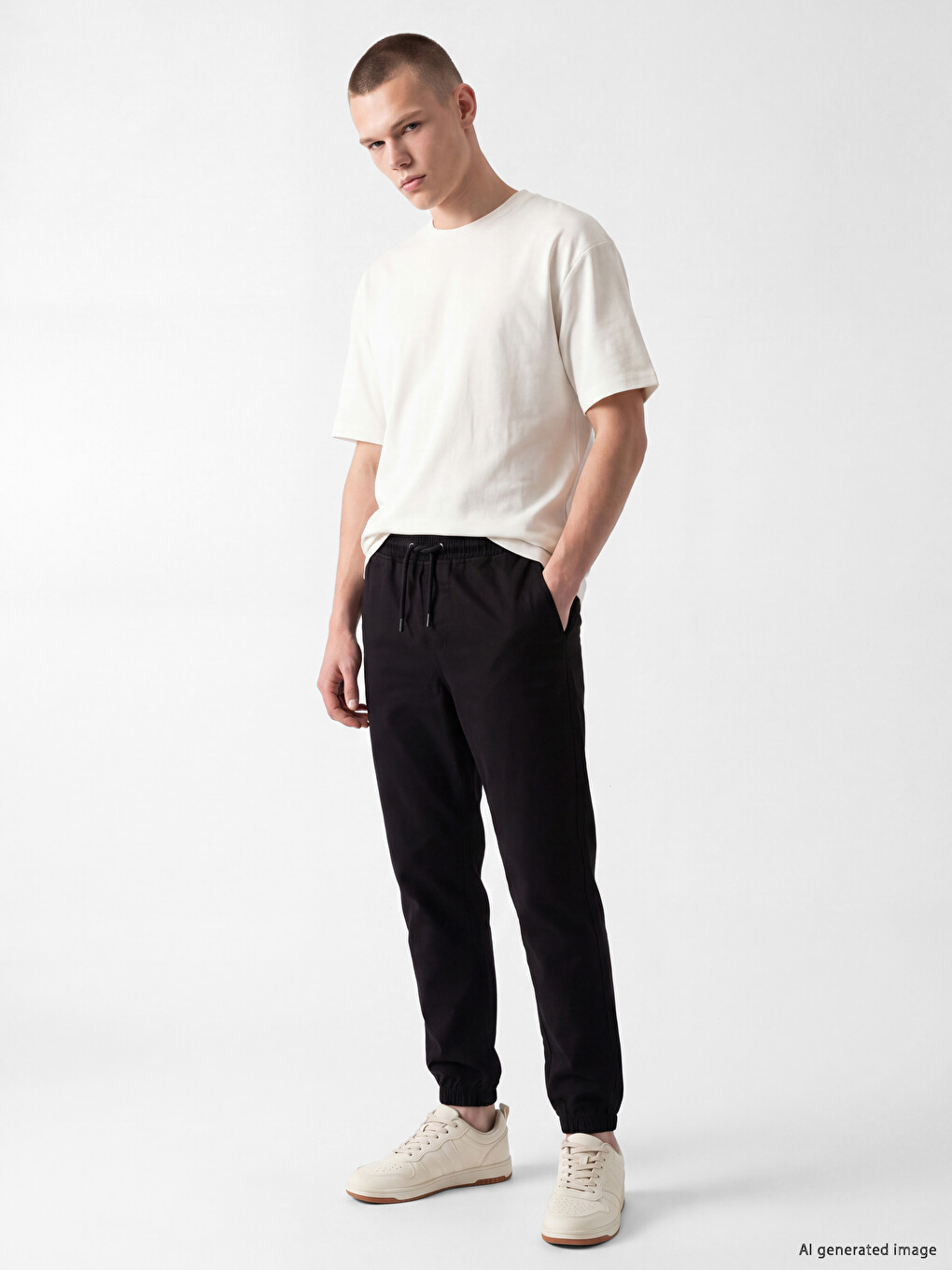 Siyah Regular Fit Erkek Jogger Pantolon-1