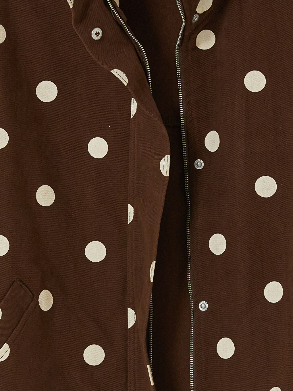 Mock Neck Polka Dot Oversize Women's Denim Jacket-5