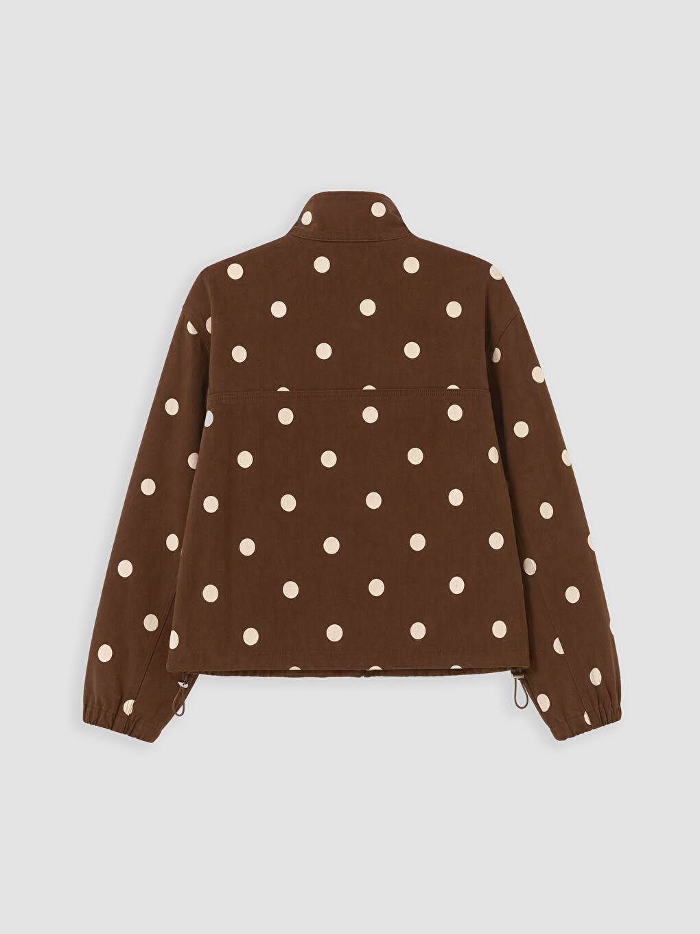 Mock Neck Polka Dot Oversize Women's Denim Jacket-6
