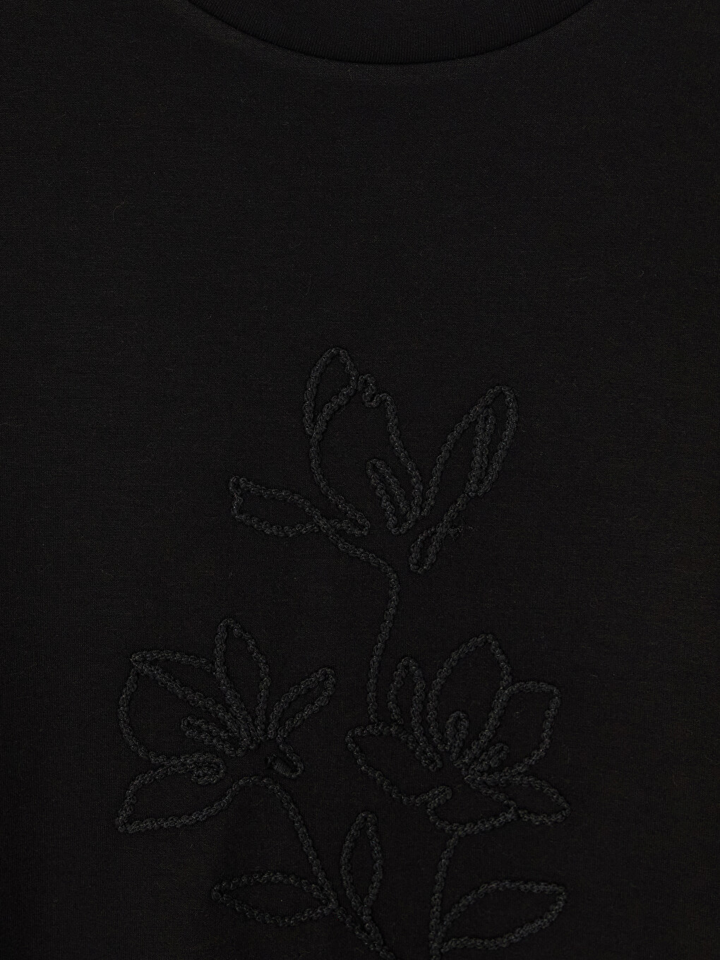 Siyah Nakışlı Soft Touch Kadın Sweatshirt Tunik-1