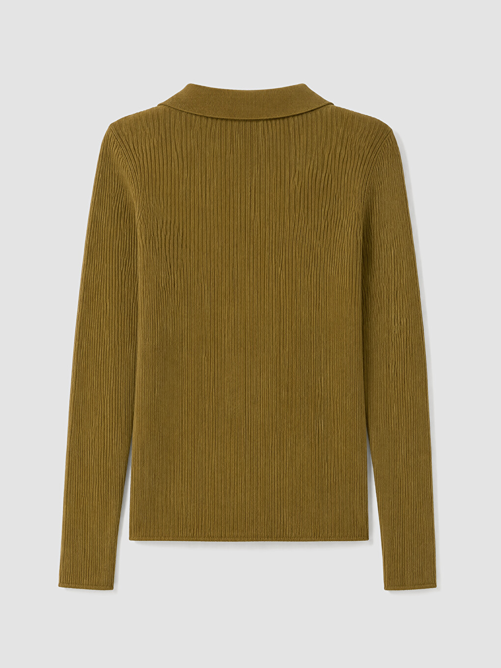 Polo Collar Women's Ribbed Knitwear Sweater-2