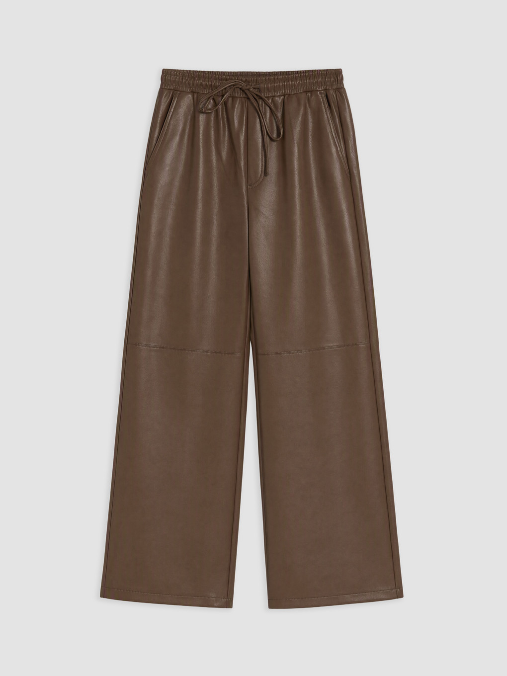 Elasticated Carrot Fit Leather Look Trousers-4