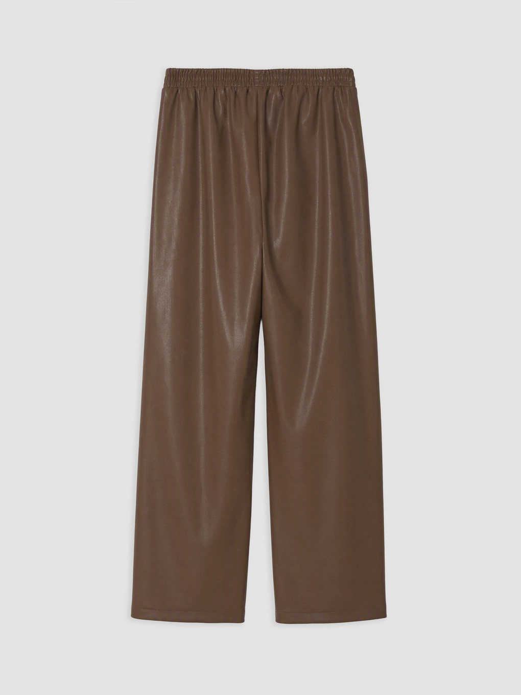 Elasticated Carrot Fit Leather Look Trousers-5