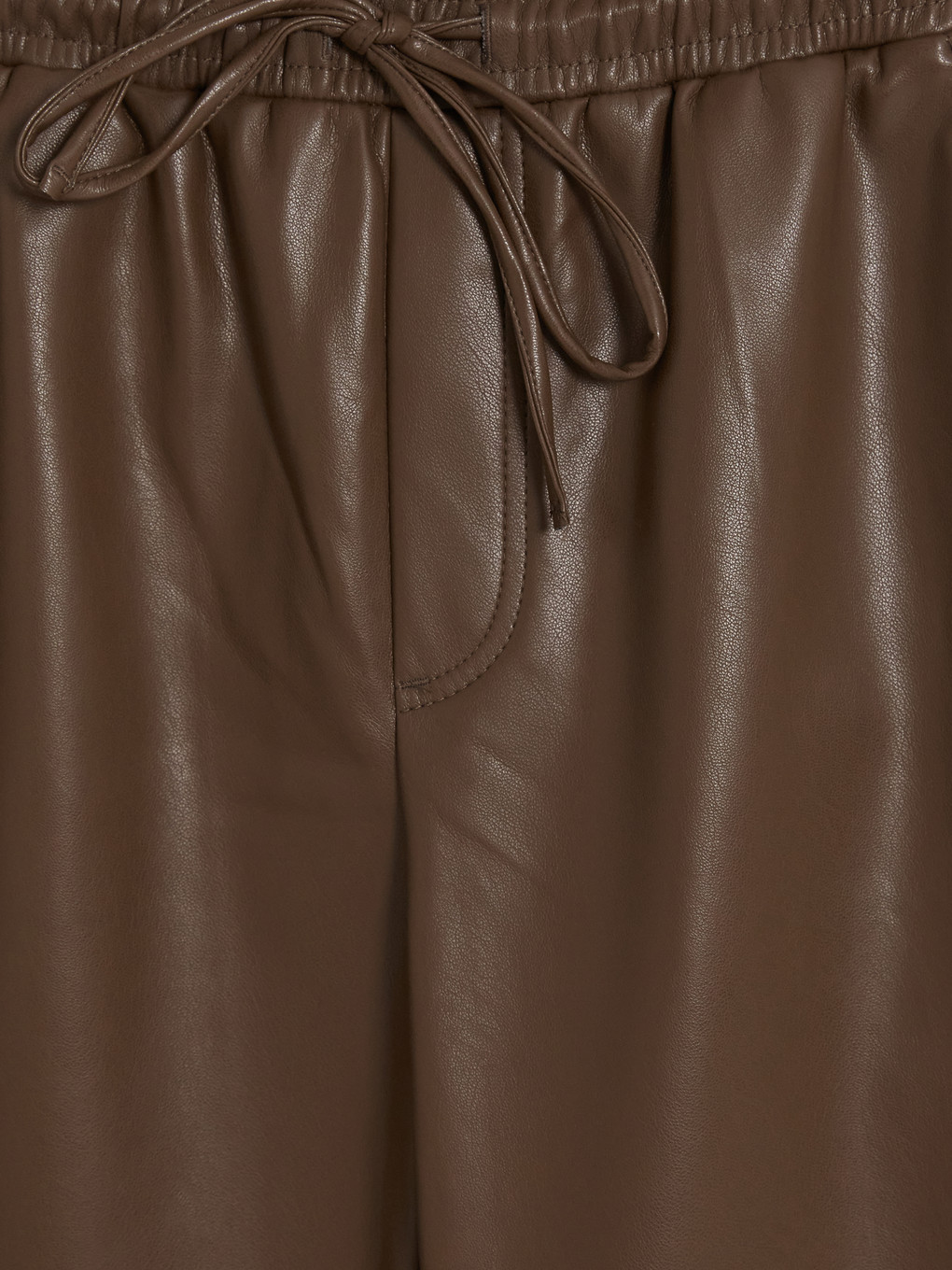 Elasticated Carrot Fit Leather Look Trousers-6