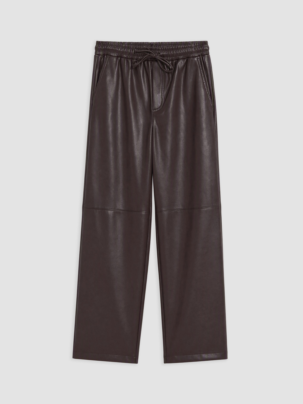 Elasticated Carrot Fit Leather Look Trousers-4