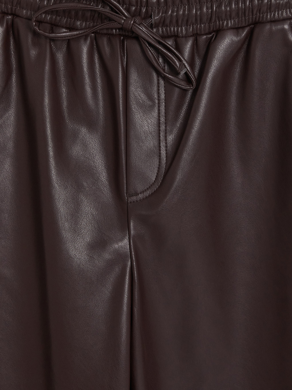 Elasticated Carrot Fit Leather Look Trousers-6