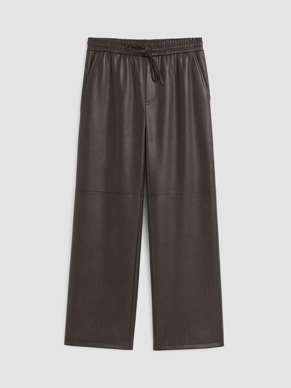 Elasticated Carrot Fit Leather Look Trousers-4