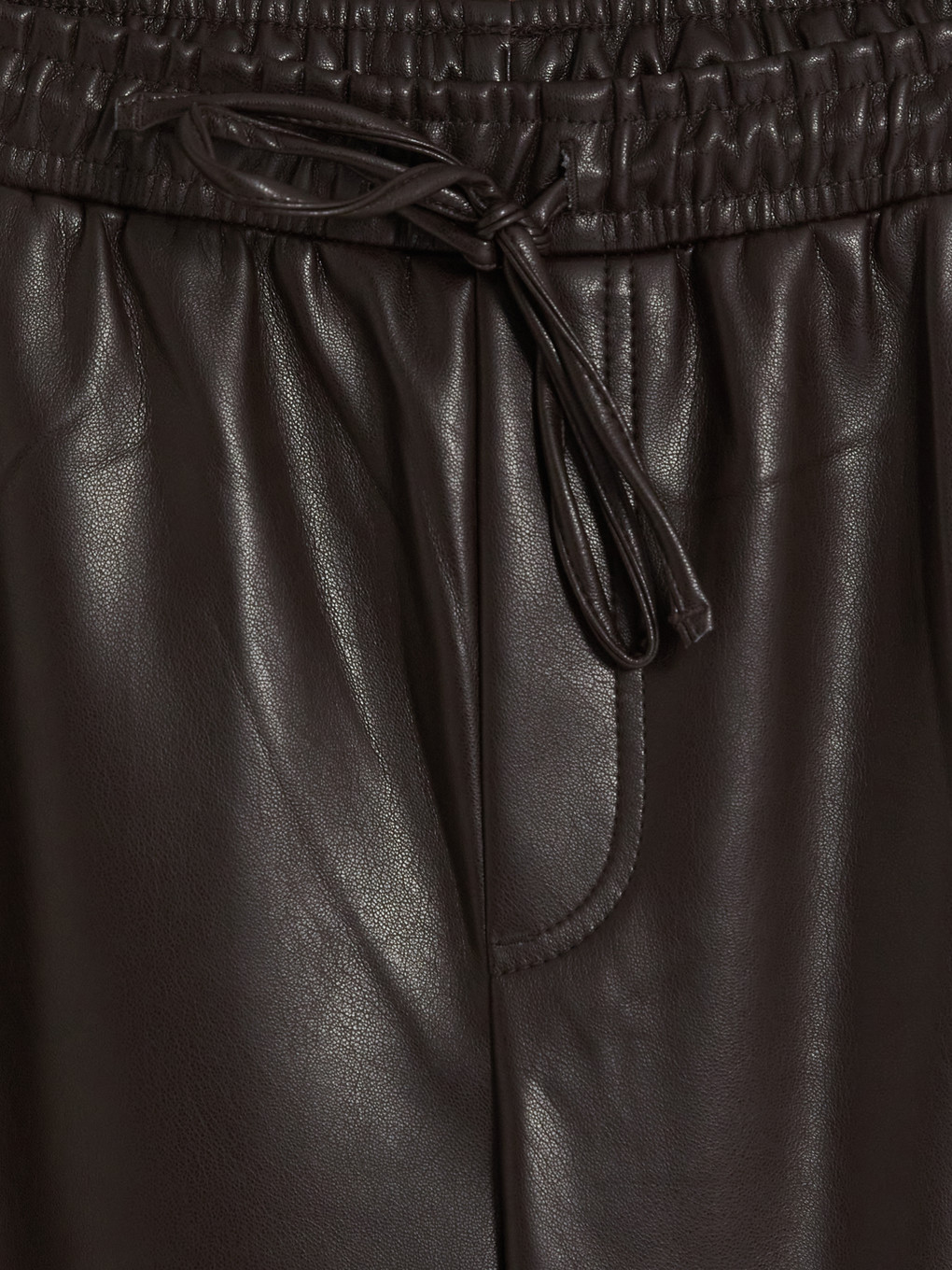 Elasticated Carrot Fit Leather Look Trousers-5