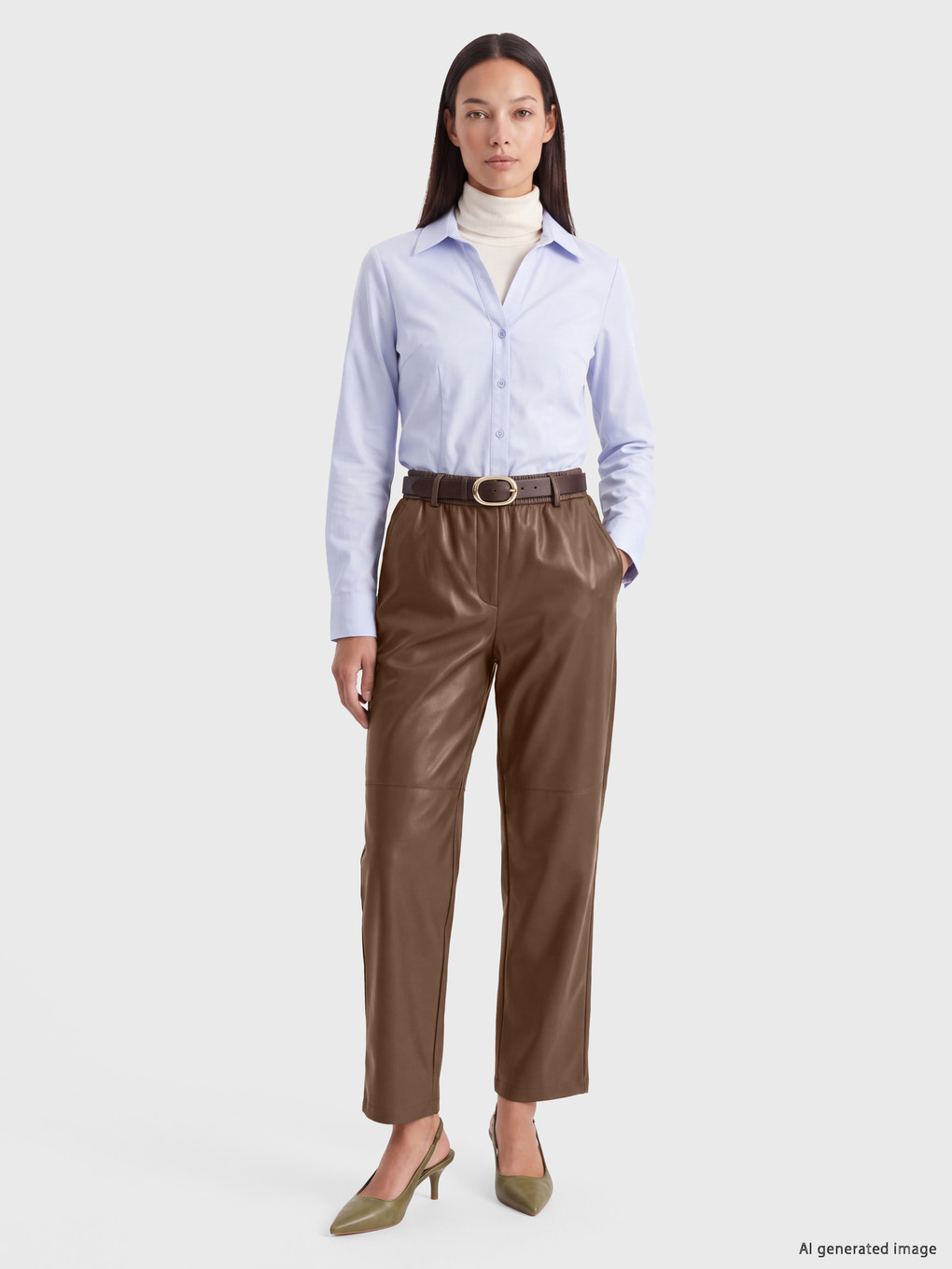 Elasticated Carrot Fit Leather Look Trousers