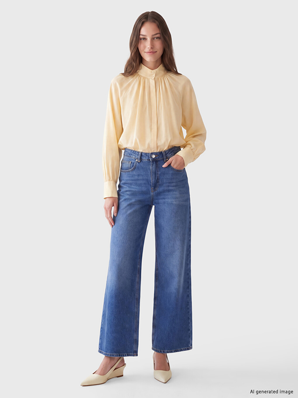 İndigo Wideleg Kadın Jean Pantolon