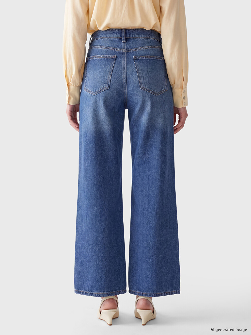 İndigo Wideleg Kadın Jean Pantolon-3