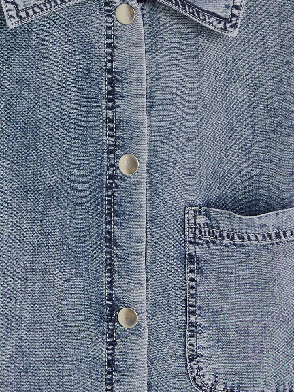 İndigo Gömlek Yaka Oversize Kadın Jean Tunik-1