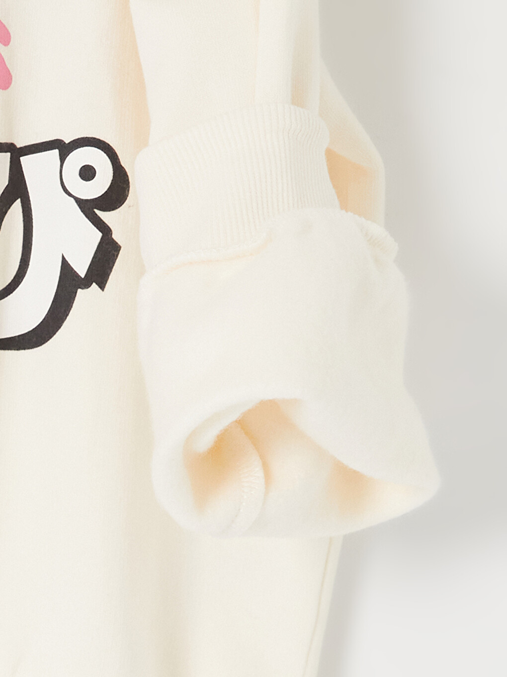 Ekru Kerokerokeroppi Baskılı Kız Çocuk Kalın Sweatshirt-1