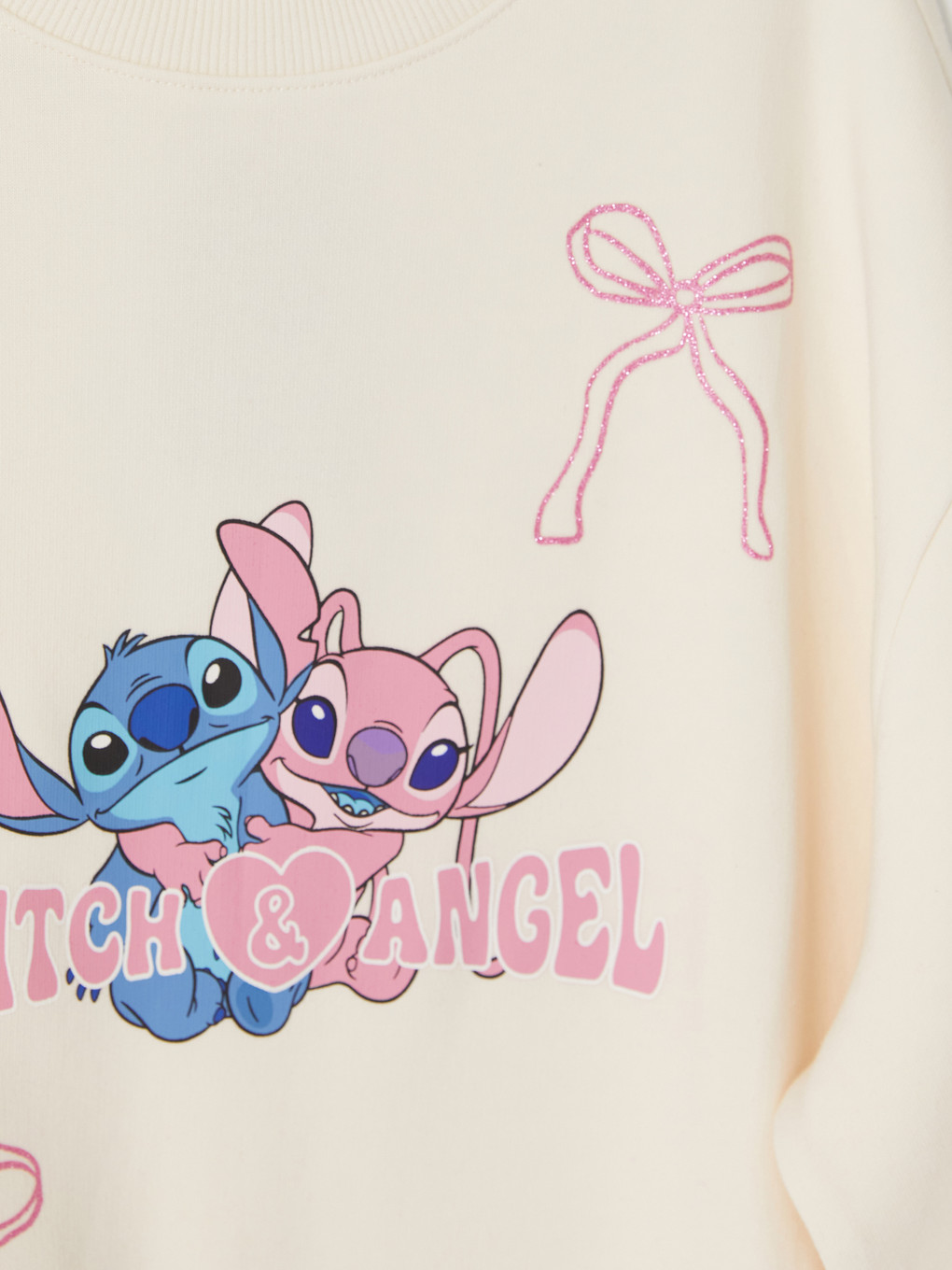 Ekru Stitch Ve Angel Baskılı Kız Çocuk Kalın Sweatshirt-2