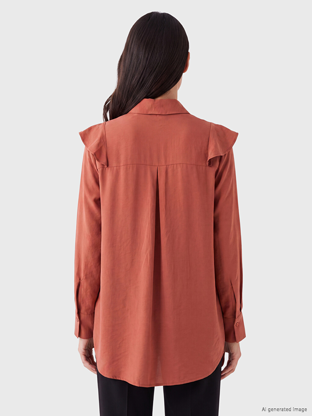 Modal Blended Frilled Women's Shirt Tunic-3