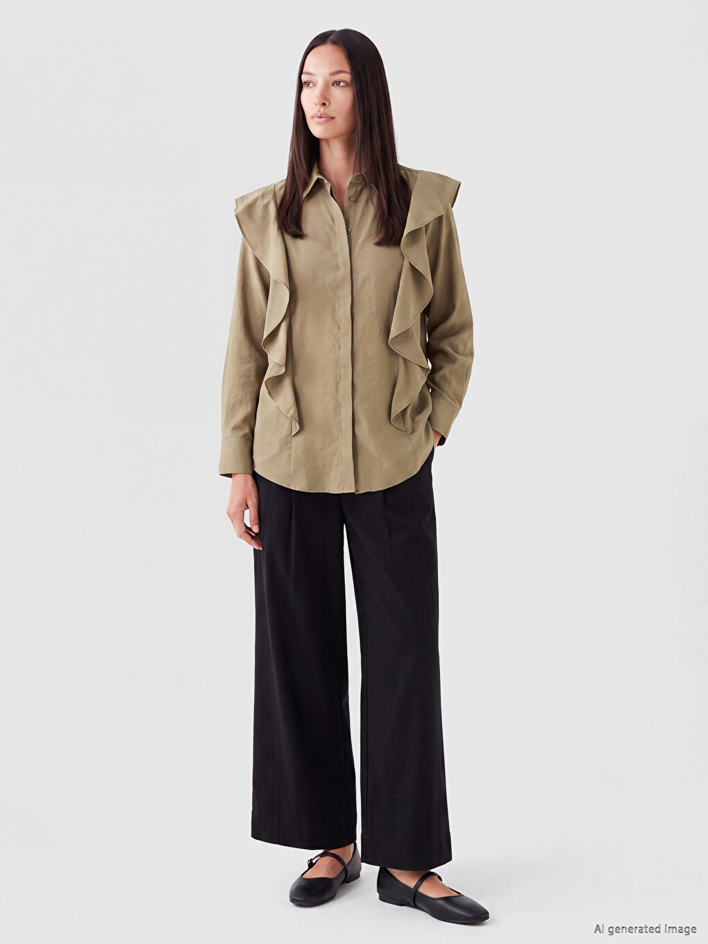 Frilled Modal Blend Women's Shirt Tunic-1