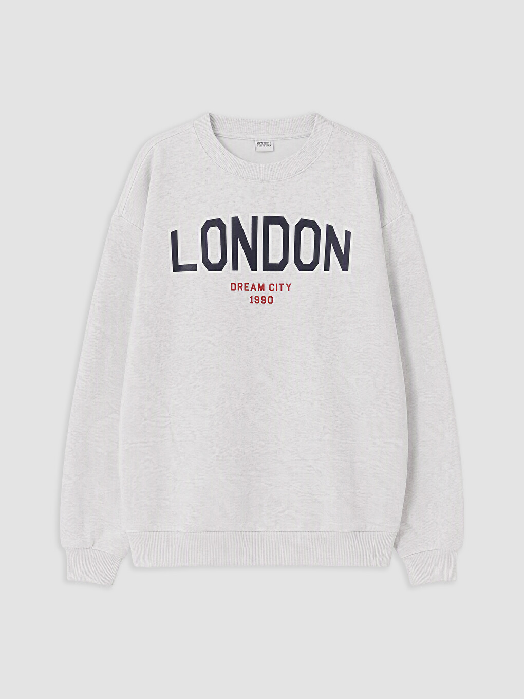 Gri London Baskılı Erkek Çocuk Kalın Sweatshirt