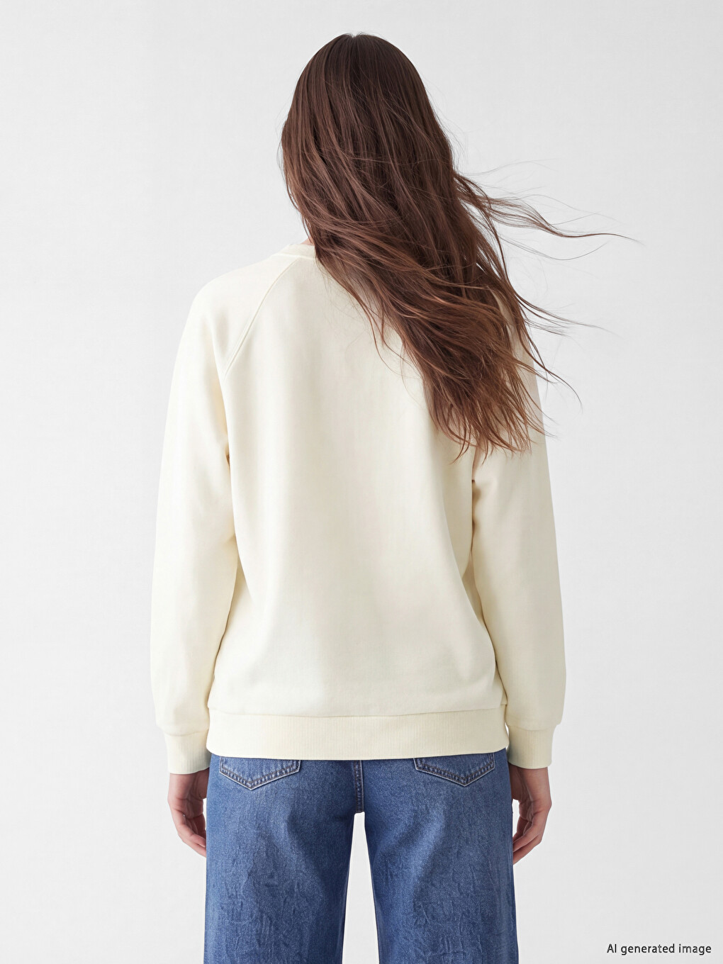 Bej Baskılı Oversize Kadın Kalın Sweatshirt Tunik-3