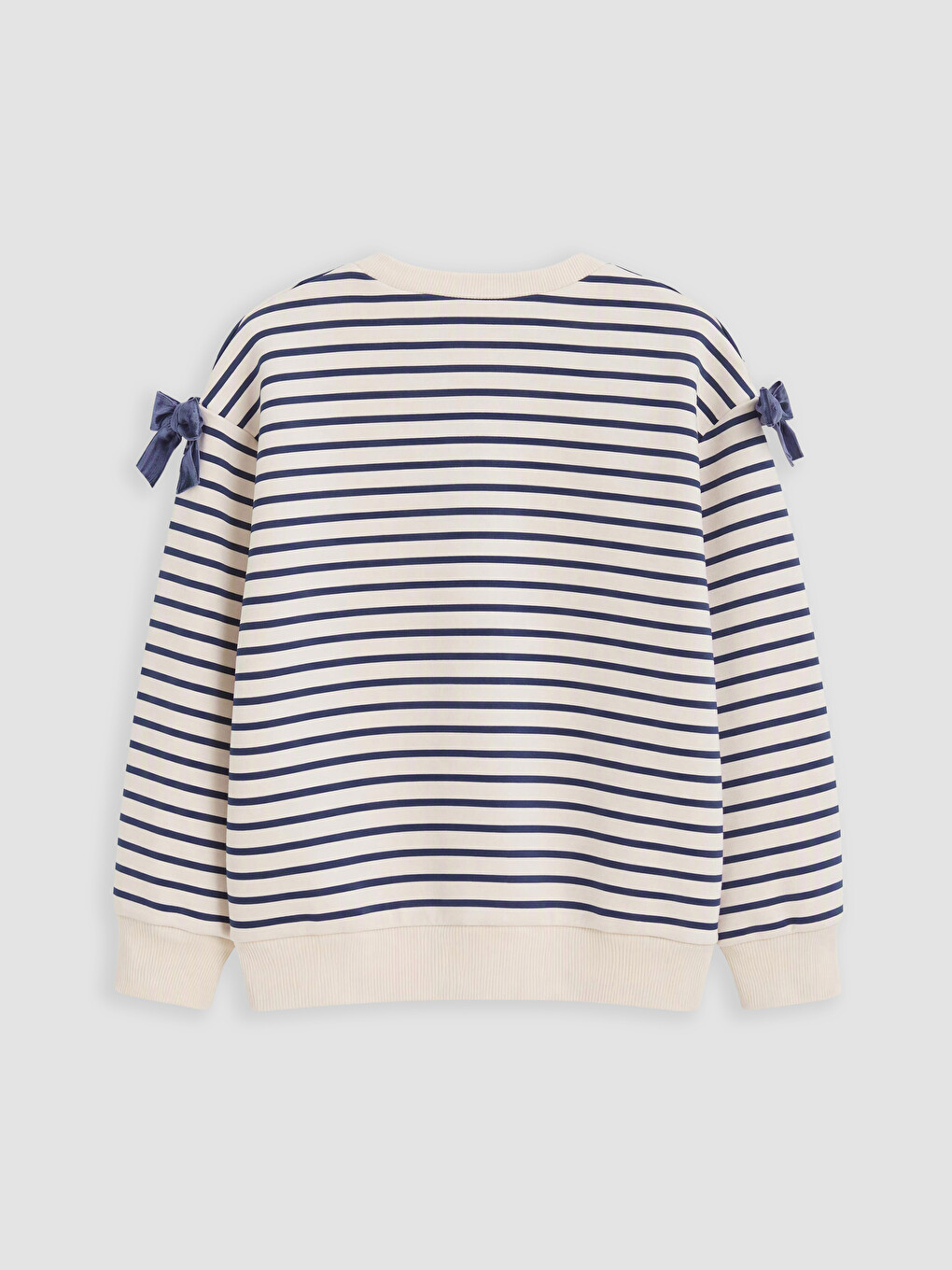 Lacivert Bisiklet Yaka Çizgili Kız Çocuk Sweatshirt 2'li-3