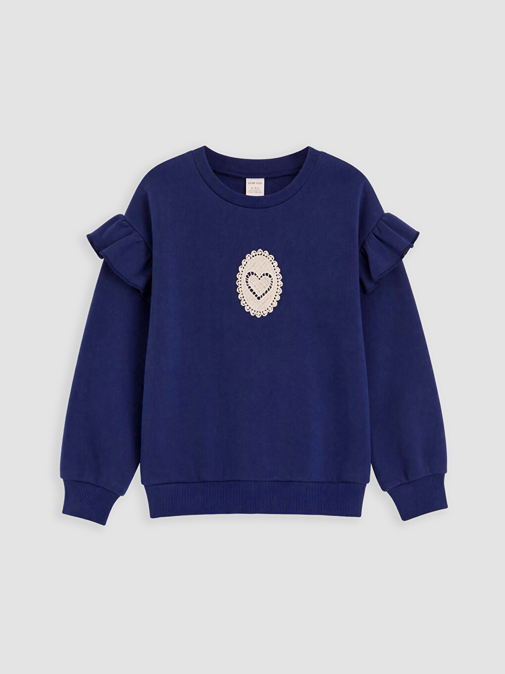 Lacivert Bisiklet Yaka Çizgili Kız Çocuk Sweatshirt 2'li-5