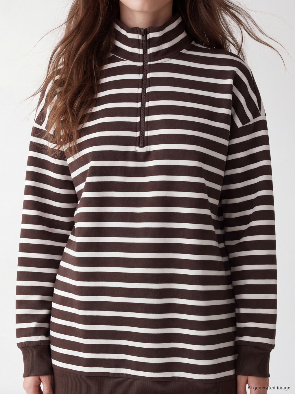 Striped Women's Thick Sweatshirt Tunic-2