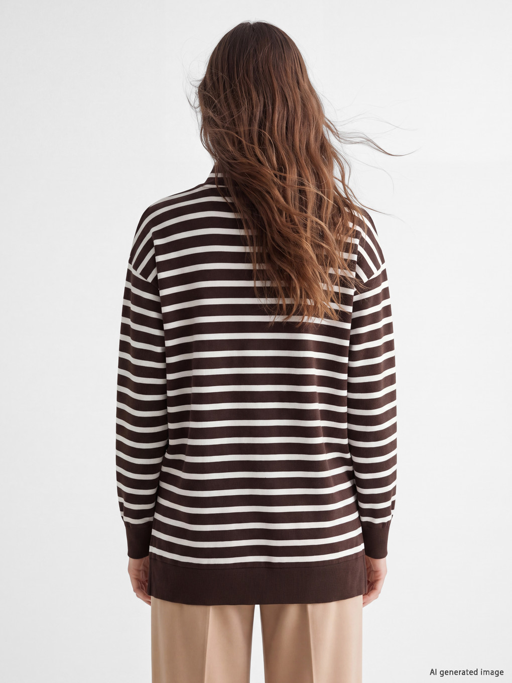 Striped Women's Thick Sweatshirt Tunic-3