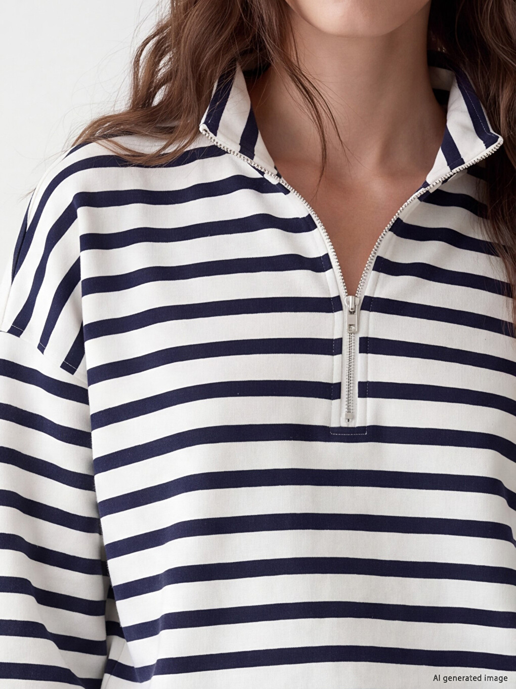 Striped Women's Thick Sweatshirt Tunic-2
