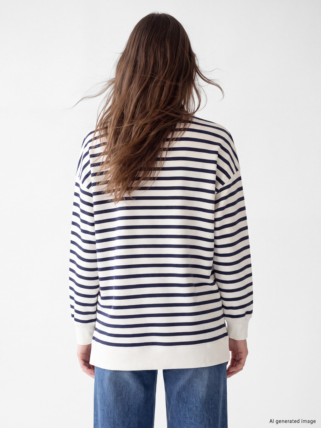 Striped Women's Thick Sweatshirt Tunic-3