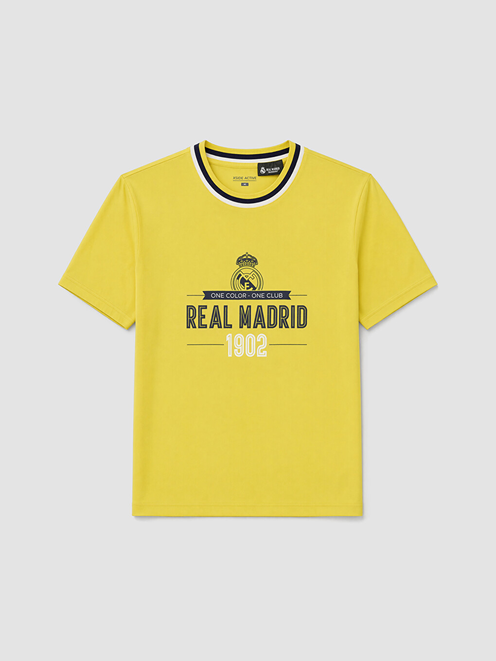 Sarı Bisiklet Yaka Real Madrid Baskılı Erkek Spor Tişört-4