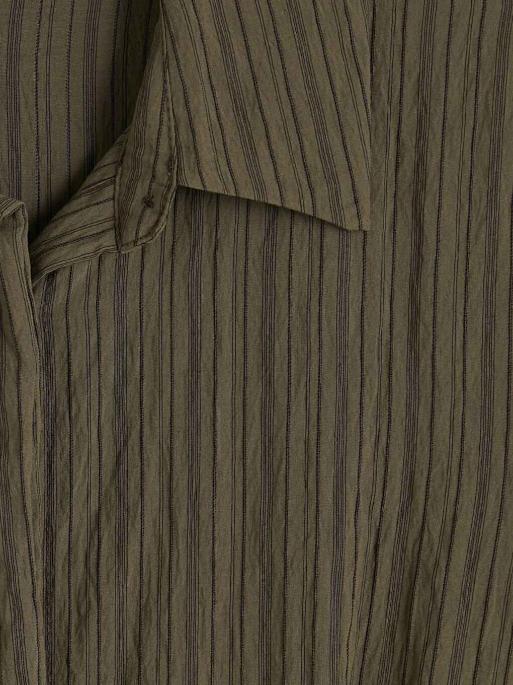Waist Sashed Striped Shirt Dress-2