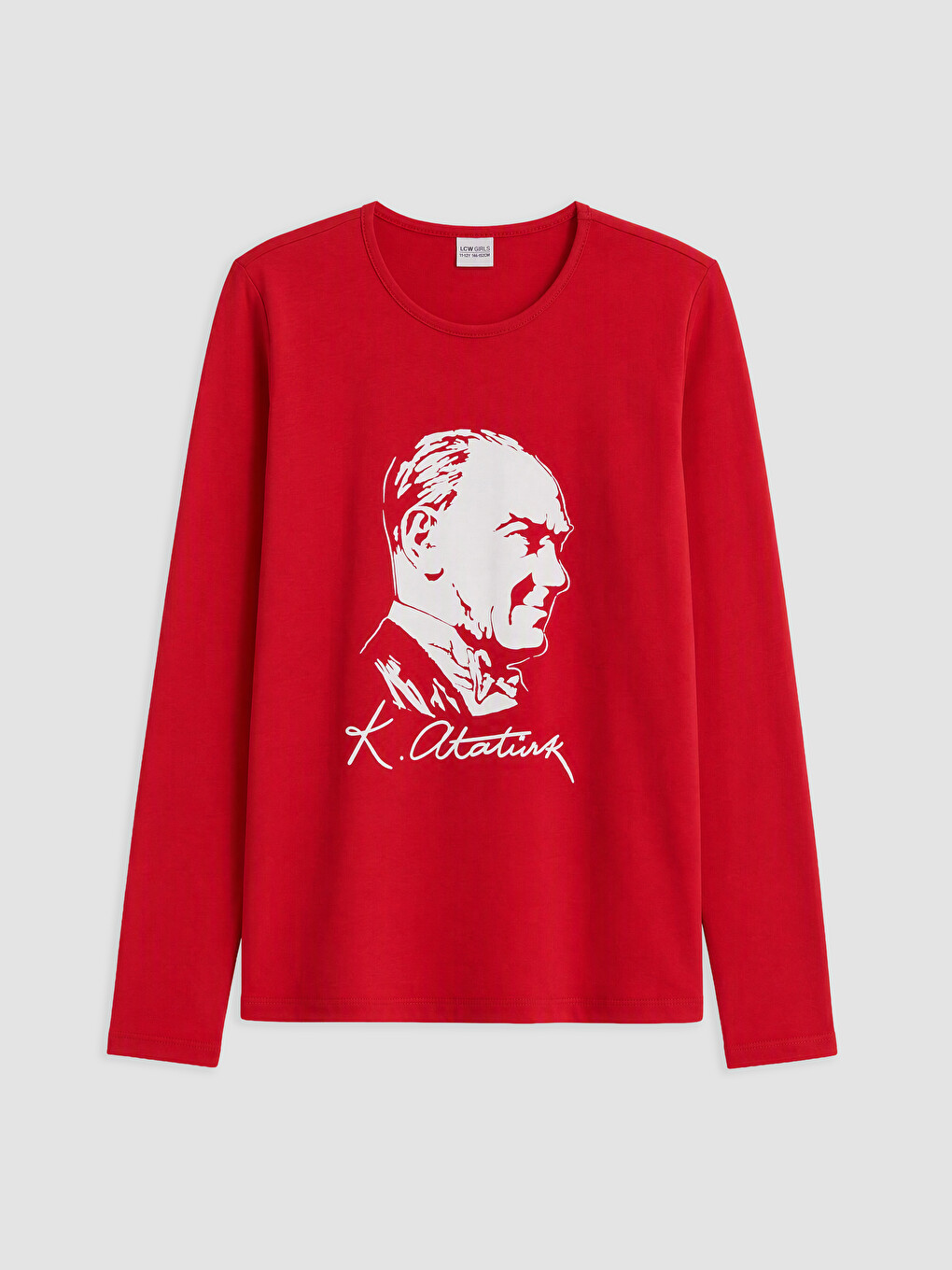 Kırmızı Atatürk Baskılı Kız Çocuk Tişört