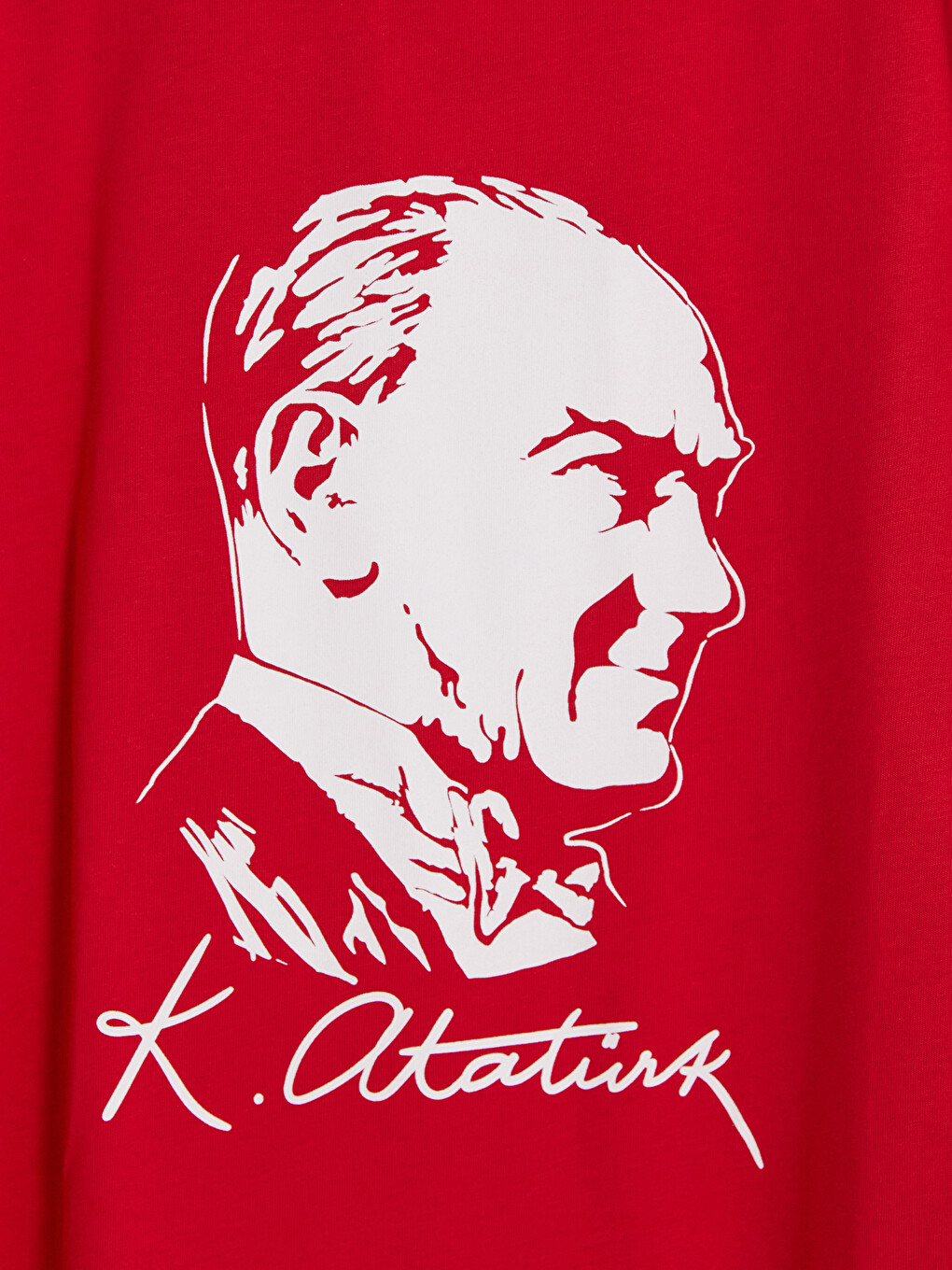 Kırmızı Atatürk Baskılı Kız Çocuk Tişört-2