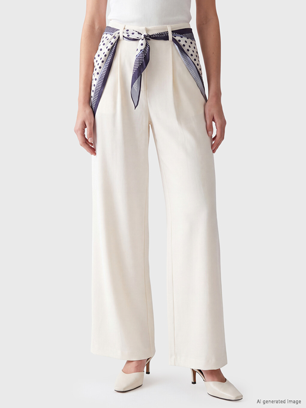 Shawl Detailed Pleated Women's Fabric Trousers-1