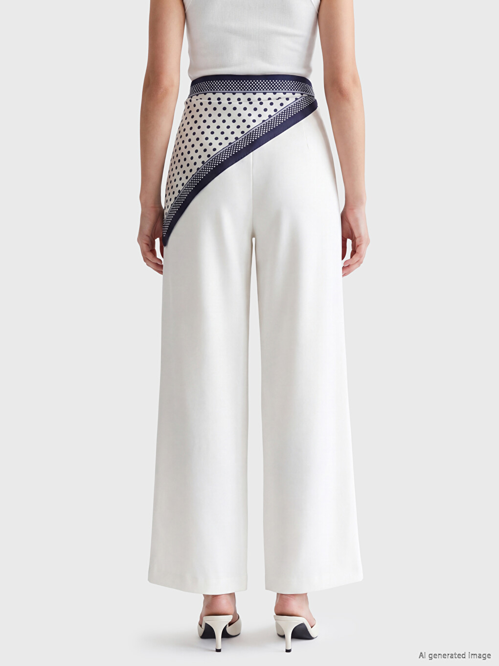 Shawl Detailed Pleated Women's Fabric Trousers-3