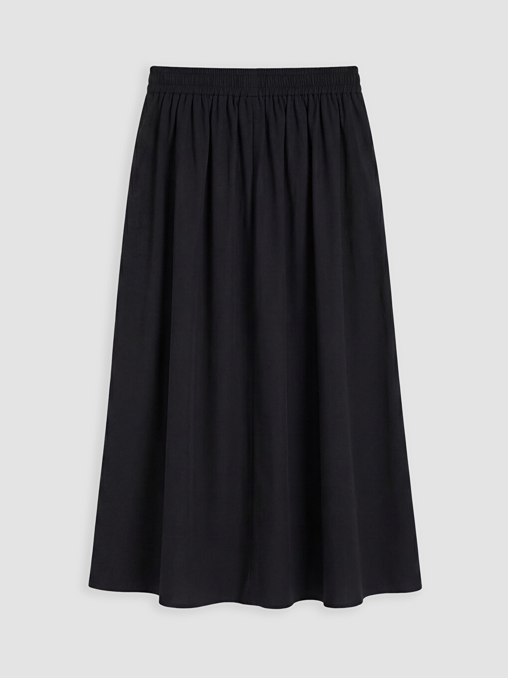 Siyah Beli Lastikli Poplin Kloş Etek