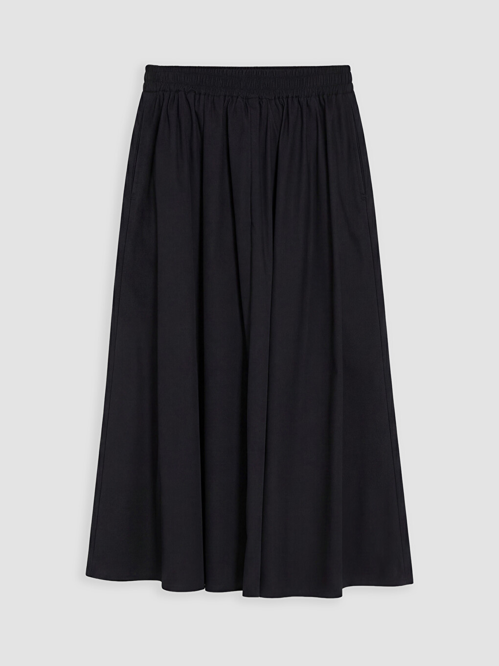 Siyah Beli Lastikli Poplin Kloş Etek-2
