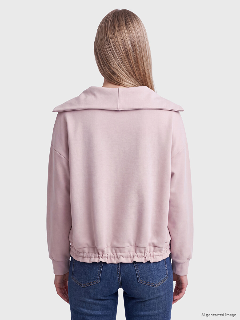Lila Denizci Yaka Beli Bağcıklı Kadın Sweatshirt-3