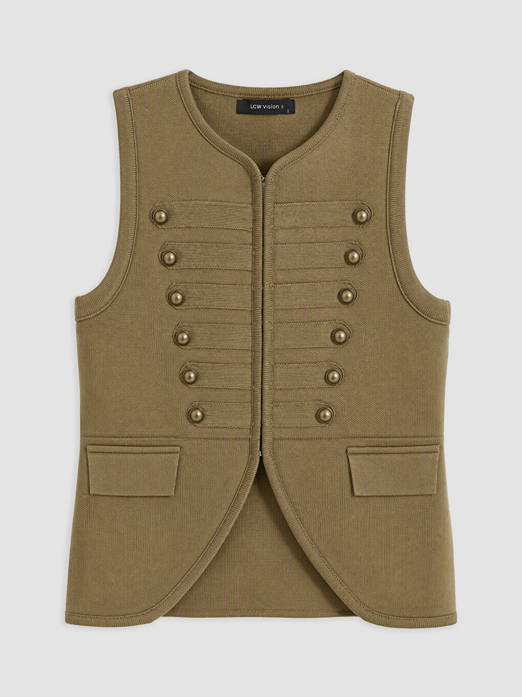 Woman Khaki Knit Gilet
