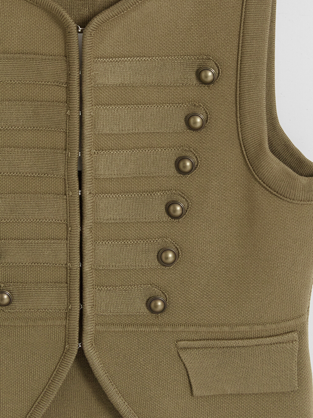 Woman Khaki Knit Gilet-2