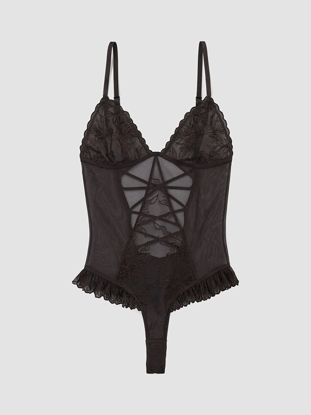 Embroidered Strappy Women's Fancy Bodysuit